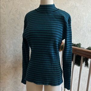 Chadwicks Striped Teal Long Sleeve Top